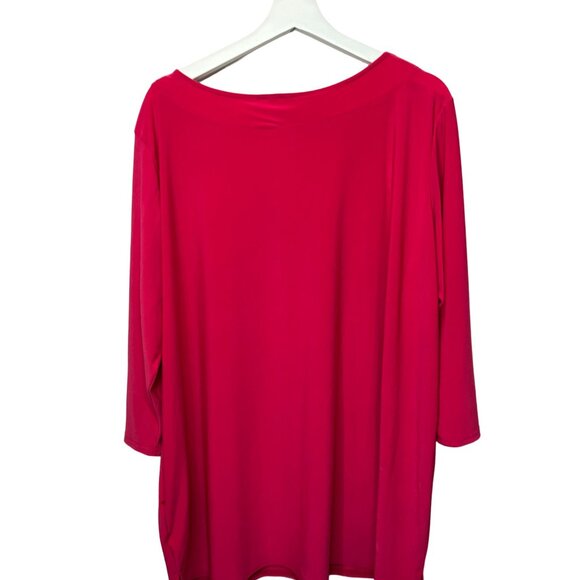 Ellen Weaver Top Womens 3/4 Sleeve Plus Size 2X Shirt Pink Fuchsia Stretch Work - Picture 5 of 13